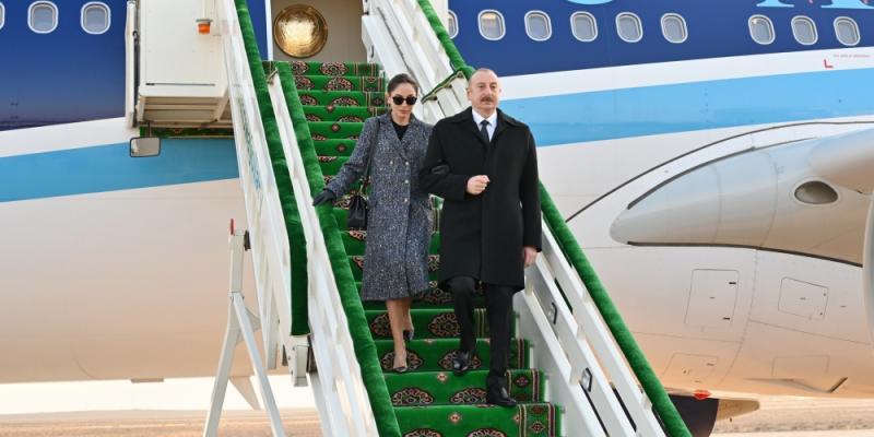 President Ilham Aliyev arrived in Turkmenistan for working visit 