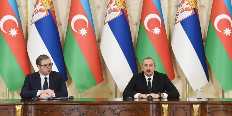 Presidents of Azerbaijan and Serbia made press statements