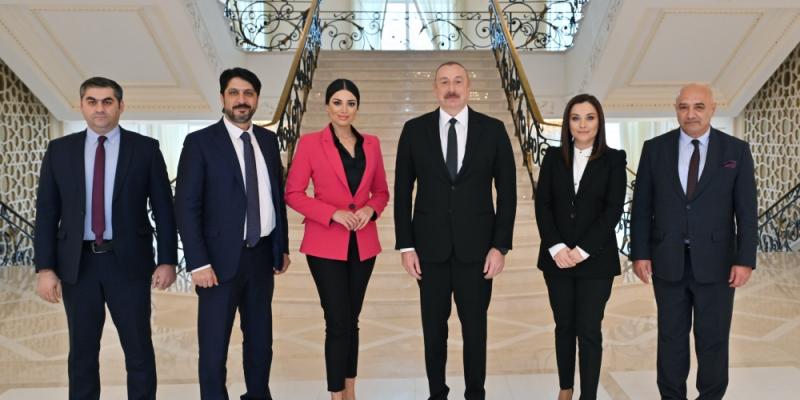 President Ilham Aliyev was interviewed by local TV channels