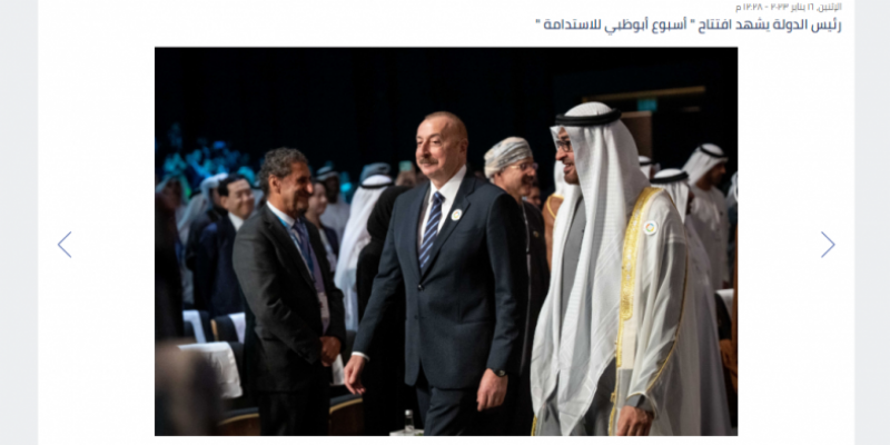 Azerbaijani President’s speech at Abu Dhabi Sustainability Week in UAE media spotlight