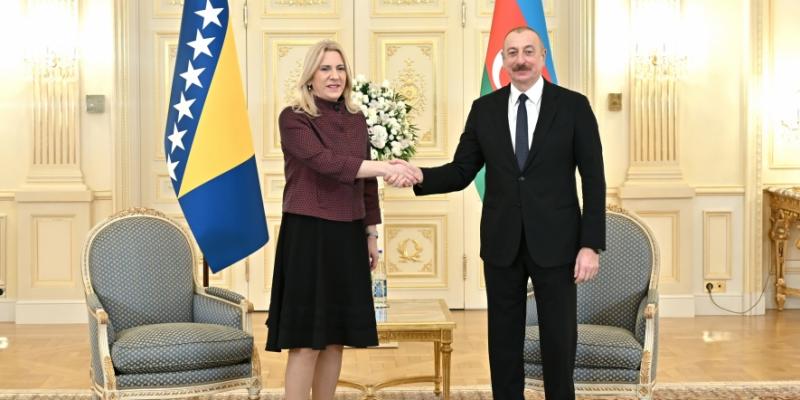 Президент Ильхам Алиев встретился с председателем Президиума Боснии и Герцеговины 