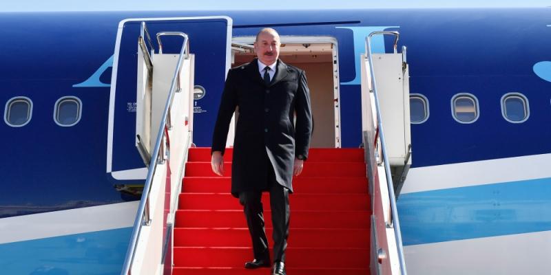 President Ilham Aliyev arrived in Kazakhstan for official visit