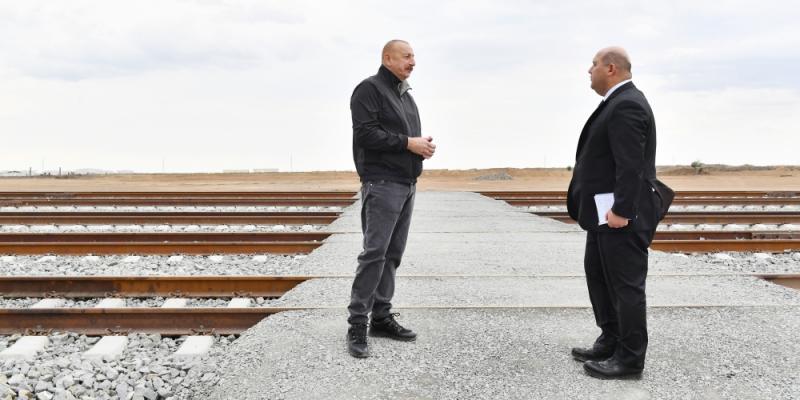 Президент Ильхам Алиев ознакомился со строительством железнодорожной линии Барда-Агдам