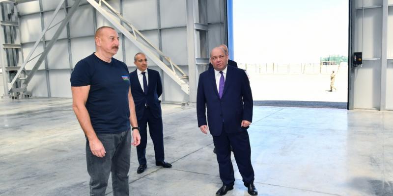 President Ilham Aliyev viewed works done in Araz Valley Economic Zone Industrial Park and laid foundation stone for some facilities 