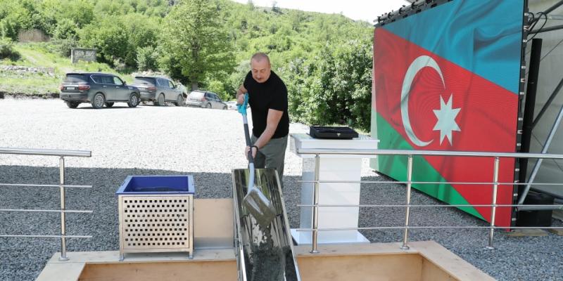 President Ilham Aliyev laid foundation stone for village of Yanshag of Kalbajar district