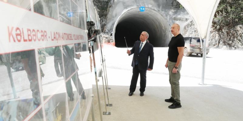 President of Azerbaijan Ilham Aliyev examined tunnels built on Toghanali-Kalbajar-Istisu highway and works done on Kalbajar-Lachin highway