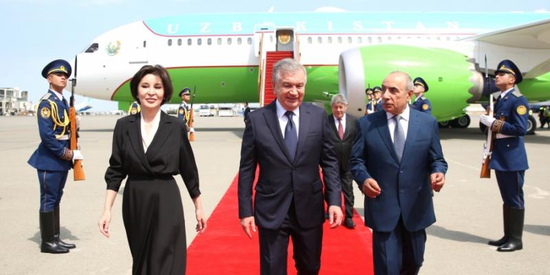 President of Uzbekistan Shavkat Mirziyoyev arrives in Azerbaijan for state visit