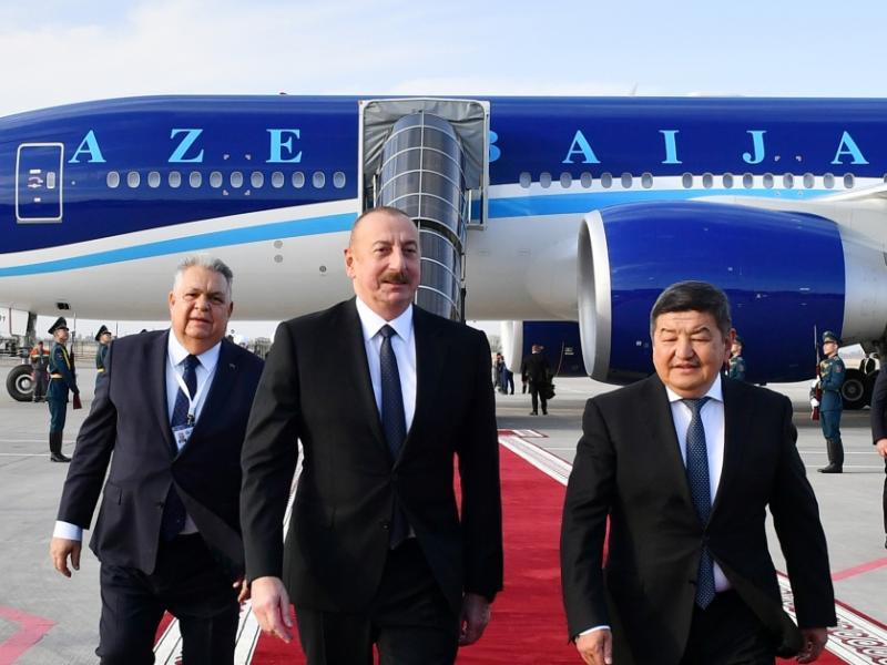 Azərbaycan Prezidenti İlham Əliyev Qırğızıstana səfərə gəlib 