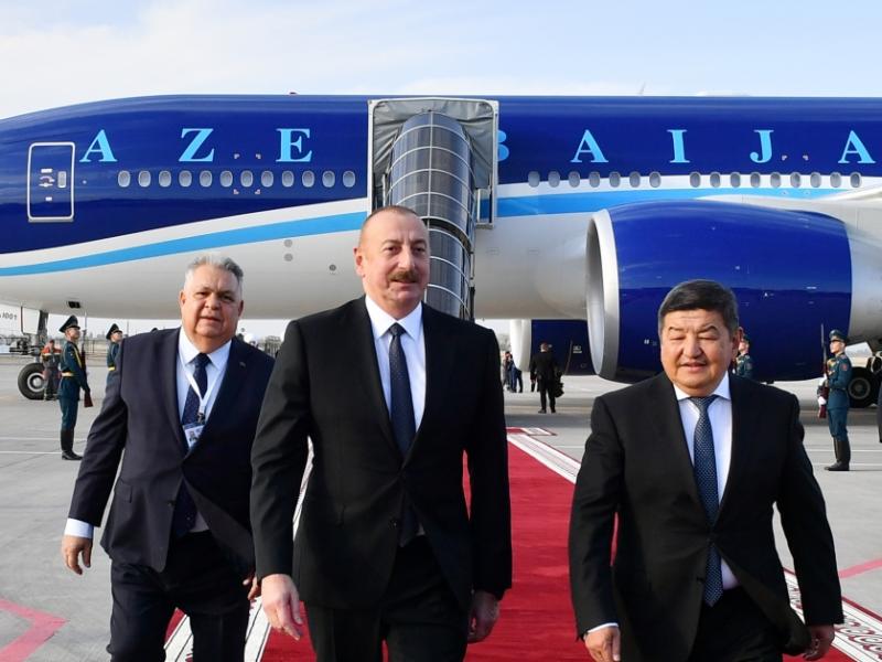 President of Azerbaijan Ilham Aliyev arrived in Kyrgyzstan for visit