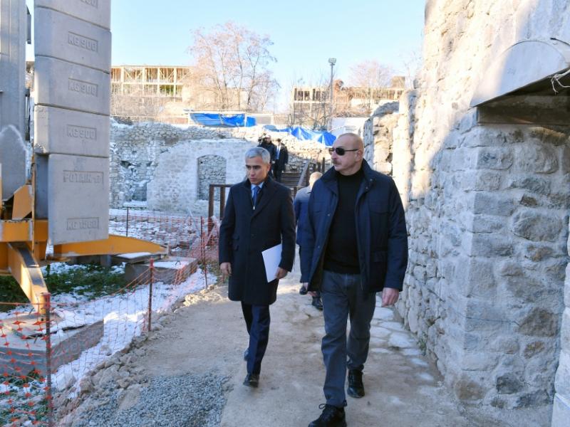 President Ilham Aliyev viewed restoration progress at Ashaghi Govhar Agha Mosque in Shusha