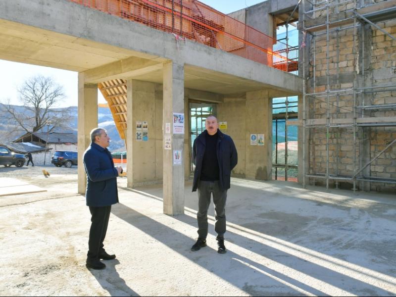 President Ilham Aliyev examined construction progress of Dashalti village mosque