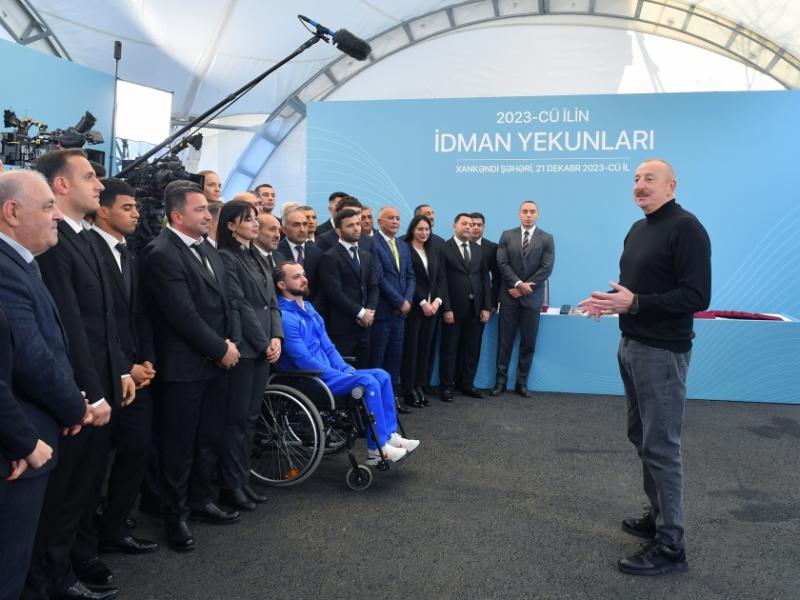 President Ilham Aliyev met with awardees of sports community in a ceremony related to sports results of 2023