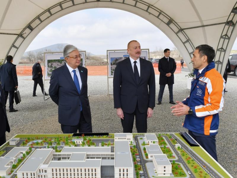 Azerbaijani and Kazakh presidents viewed project of Central District Hospital to be built in Fuzuli 