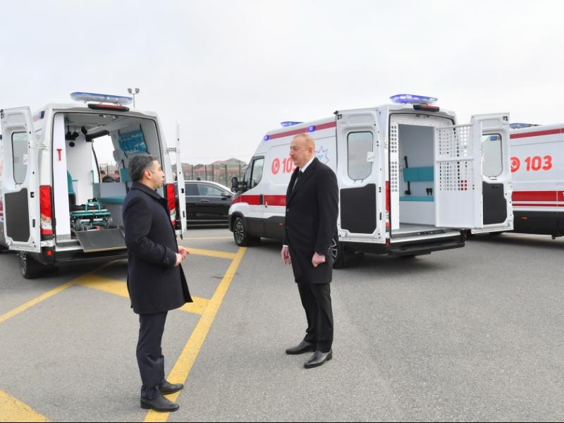 President Ilham Aliyev viewed newly acquired modern ambulances