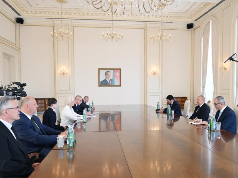 President Ilham Aliyev received delegation led by Speaker of Latvian Saeima