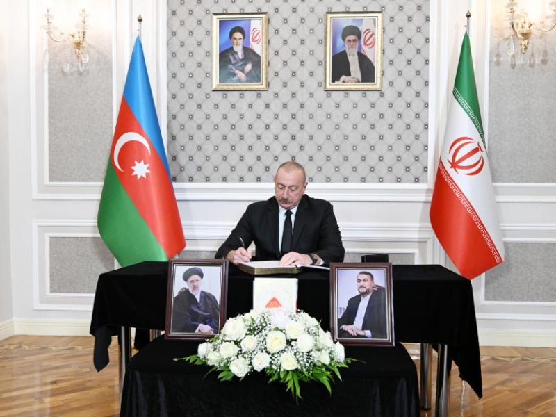 President Ilham Aliyev visited Embassy of Iran in Azerbaijan, offered his condolences over the death of the Iranian President and other individuals in helicopter crash