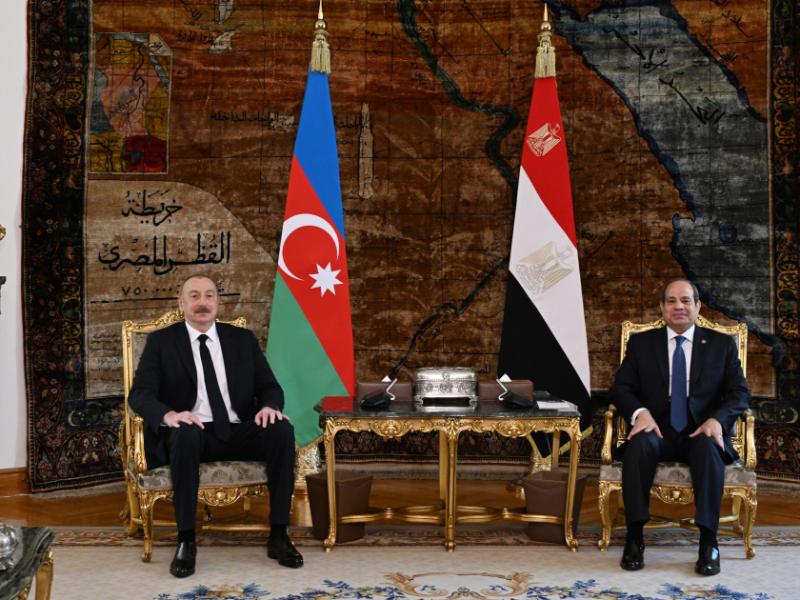 President Ilham Aliyev held one-on-one meeting with President Abdel Fattah El-Sisi