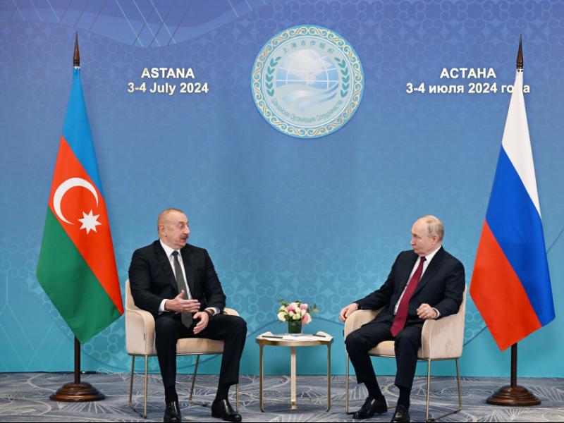 Astanada Azərbaycan Prezidenti İlham Əliyevin Rusiya Prezidenti Vladimir Putin ilə görüşü olub 