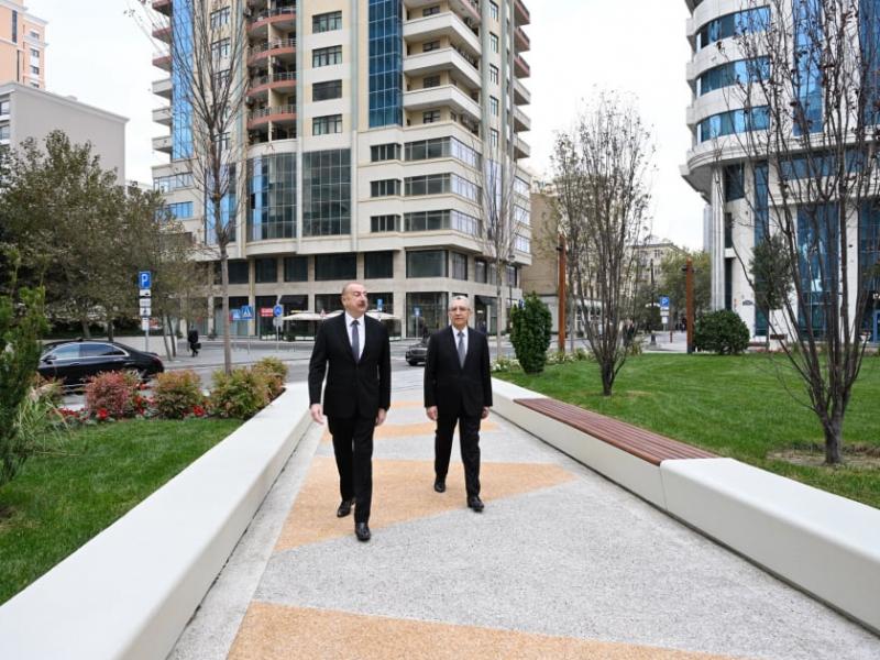 President Ilham Aliyev reviewed conditions in newly established park in Nasimi district of Baku