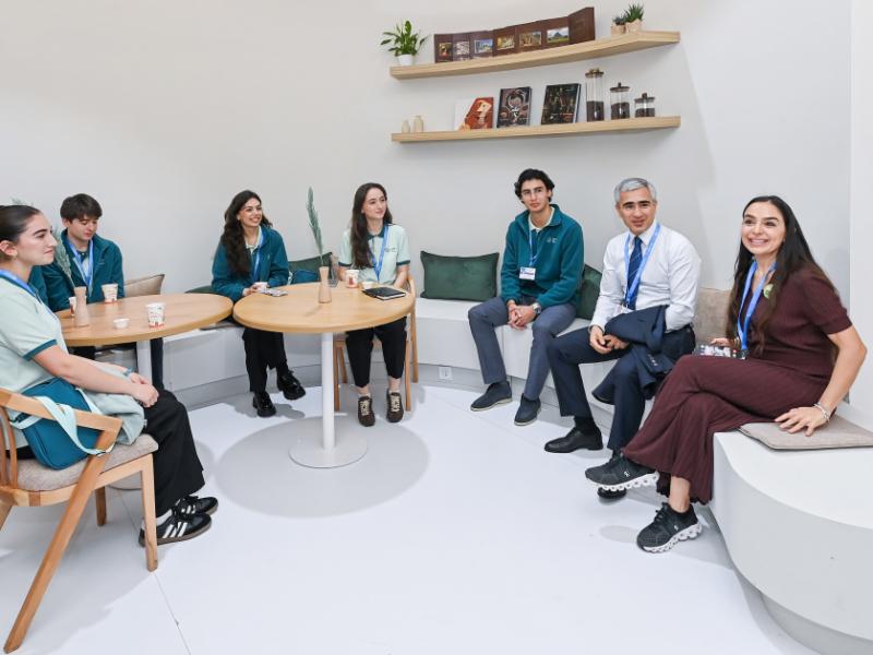 Vice-President of Heydar Aliyev Foundation Leyla Aliyeva and Assistant to the President Anar Alakbarov visit Azerbaijan pavilion at COP29 venue