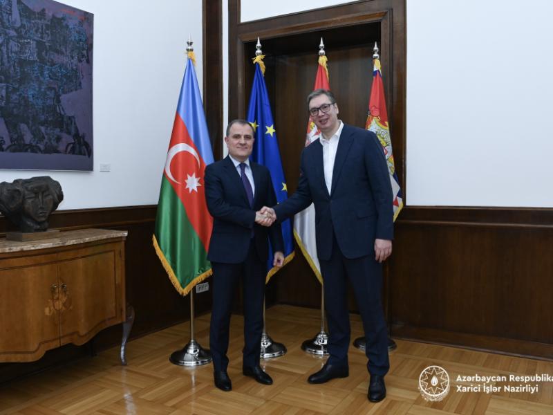 Jeyhun Bayramov discusses regional security with Serbian President