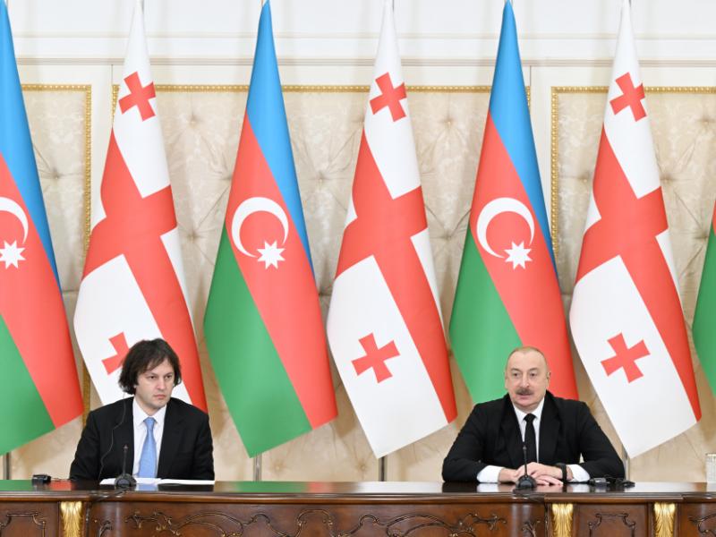 President Ilham Aliyev and Prime Minister Irakli Kobakhidze made press statements