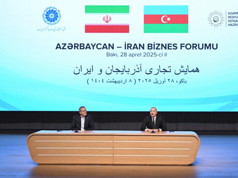 Bakıda Azərbaycan-İran biznes forumu keçirilib Azərbaycan Prezidenti İlham Əliyev və İran Prezidenti Məsud Pezeşkian tədbirdə iştirak ediblər