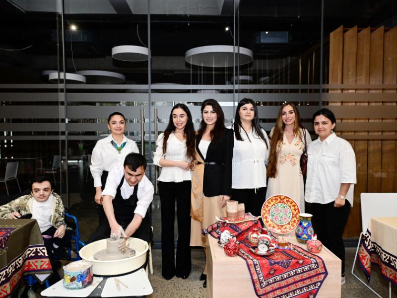 Leyla and Arzu Aliyeva visit inclusive center to support creativity of vulnerable groups