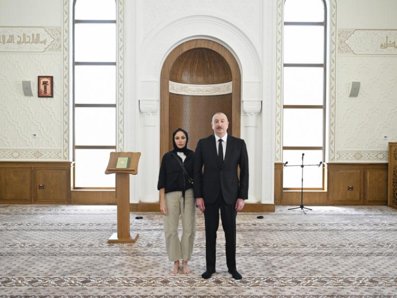 President Ilham Aliyev and First Lady Mehriban Aliyeva attended inauguration of Dashalti village mosque in Shusha district
