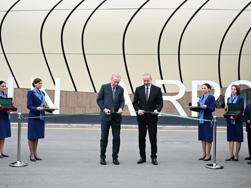 Opening ceremony of Lachin International Airport held President of Azerbaijan Ilham Aliyev and President of Türkiye Recep Tayyip Erdoğan attended the inauguration ceremony