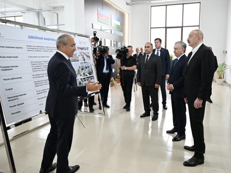 Azərbaycan və Özbəkistan prezidentləri Xankəndidəki “Businesstex JV” tikiş fabrikinin fəaliyyəti ilə tanış olublar