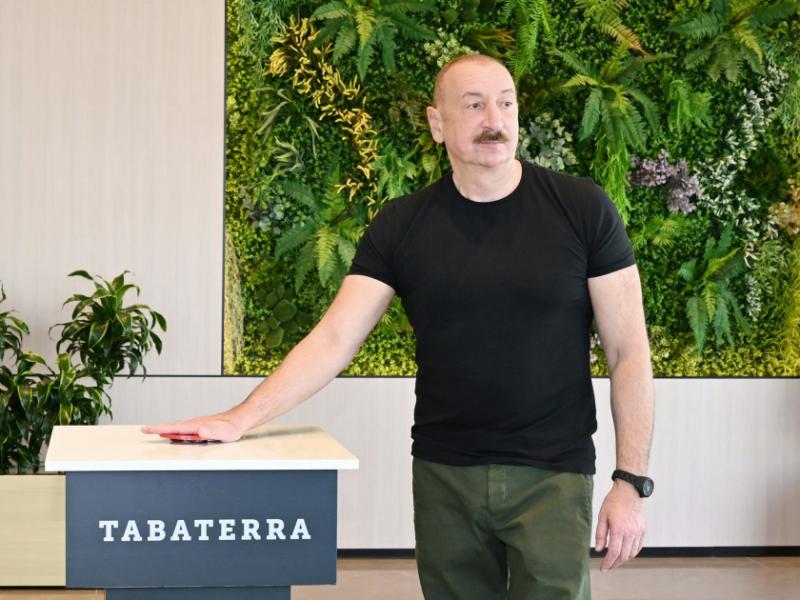 Президент Ильхам Алиев принял участие в открытии предприятия по производству табачных изделий в Агдамском промышленном парке