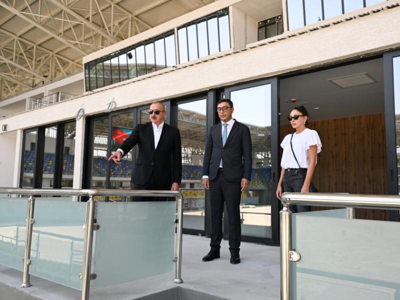 President Ilham Aliyev and First Lady Mehriban Aliyeva inspected construction progress at Ganja city stadium