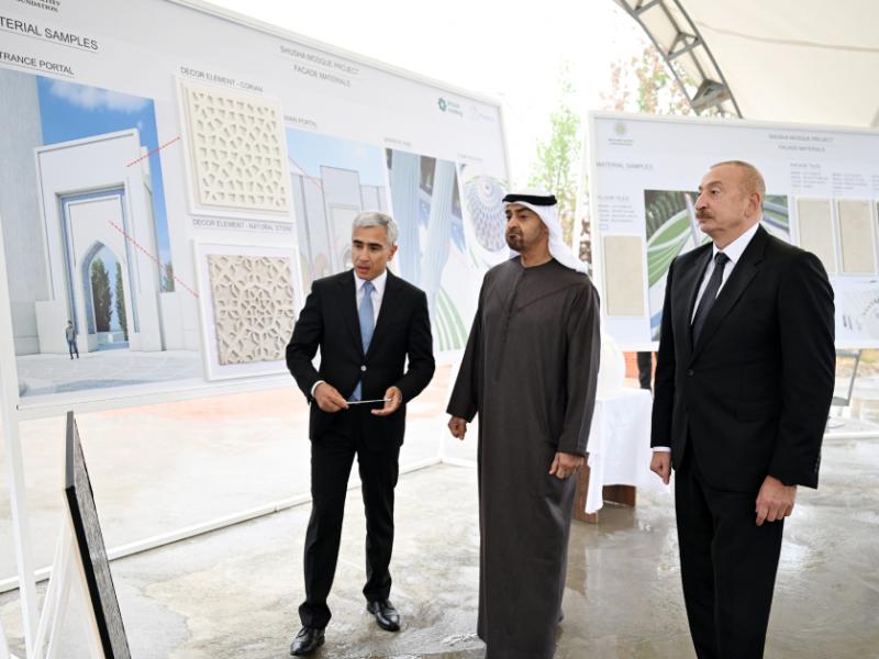 Presidents Ilham Aliyev and Sheikh Mohamed bin Zayed Al Nahyan reviewed construction progress at New Shusha Mosque