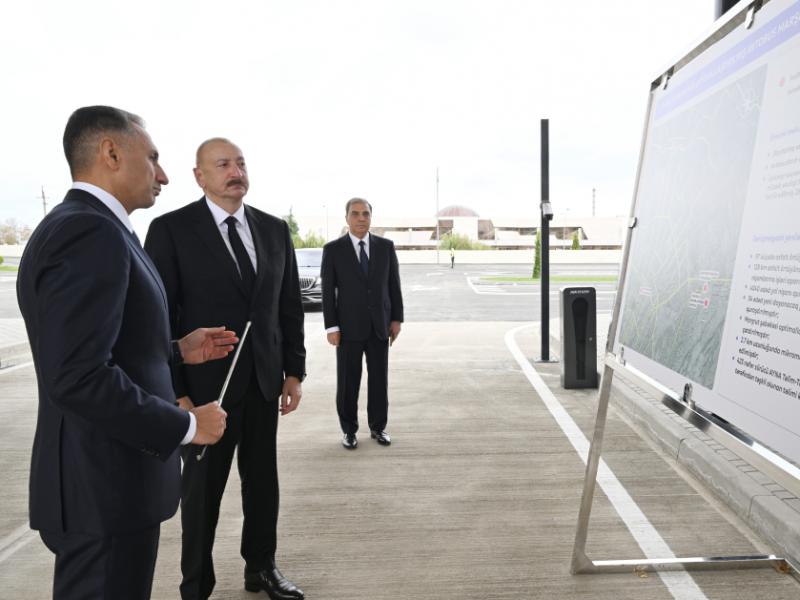 Президент Ильхам Алиев принял участие в открытии Гянджинского автопарка ООО BakuBus