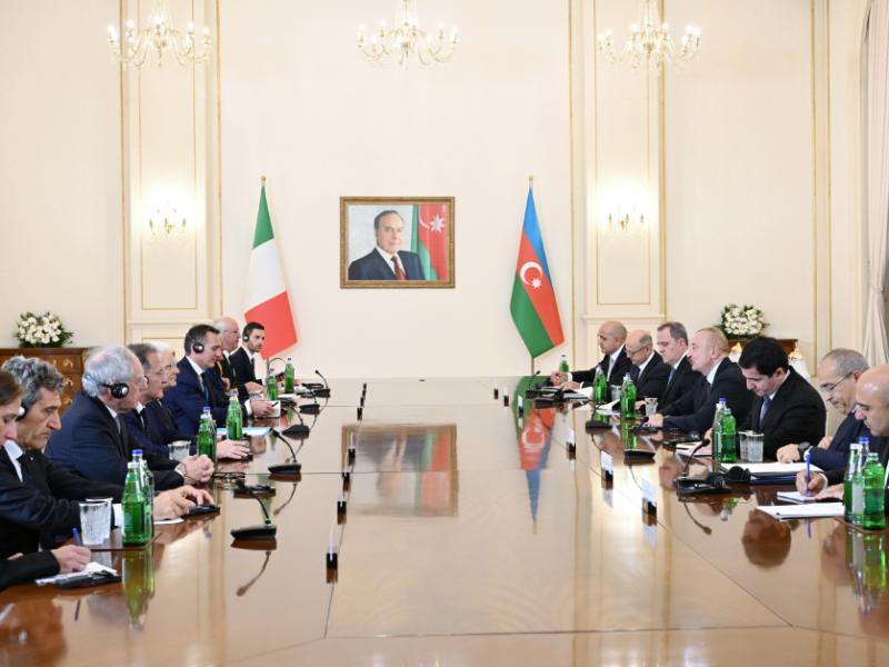 Azərbaycan Prezidenti İlham Əliyevin İtaliya Prezidenti Sercio Mattarella ilə geniş tərkibdə görüşü olub