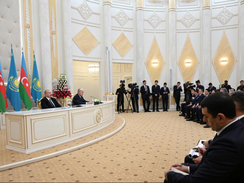 Presidents of Azerbaijan and Kazakhstan delivered press statements