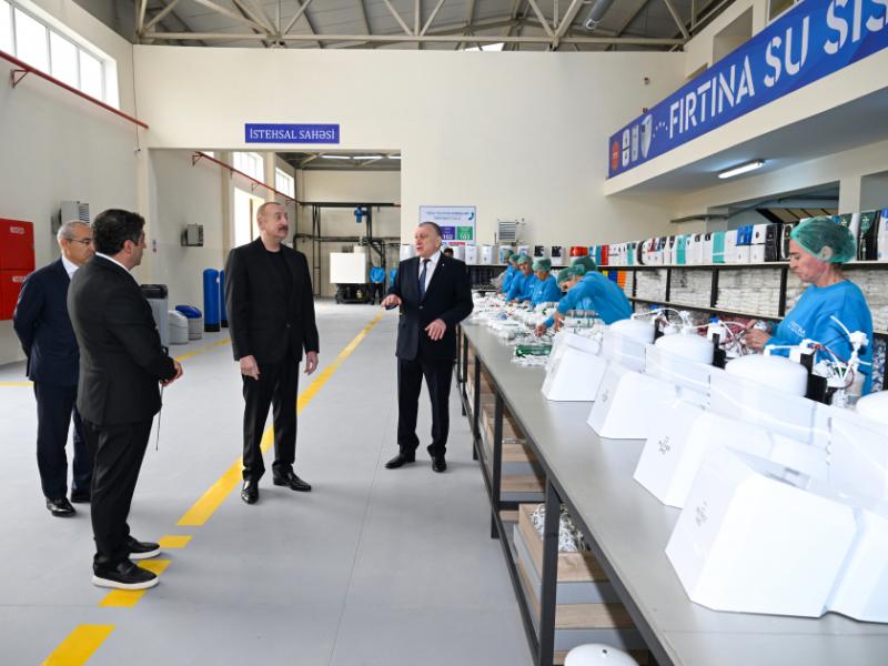 President Ilham Aliyev visited water filter production facility in Sabirabad