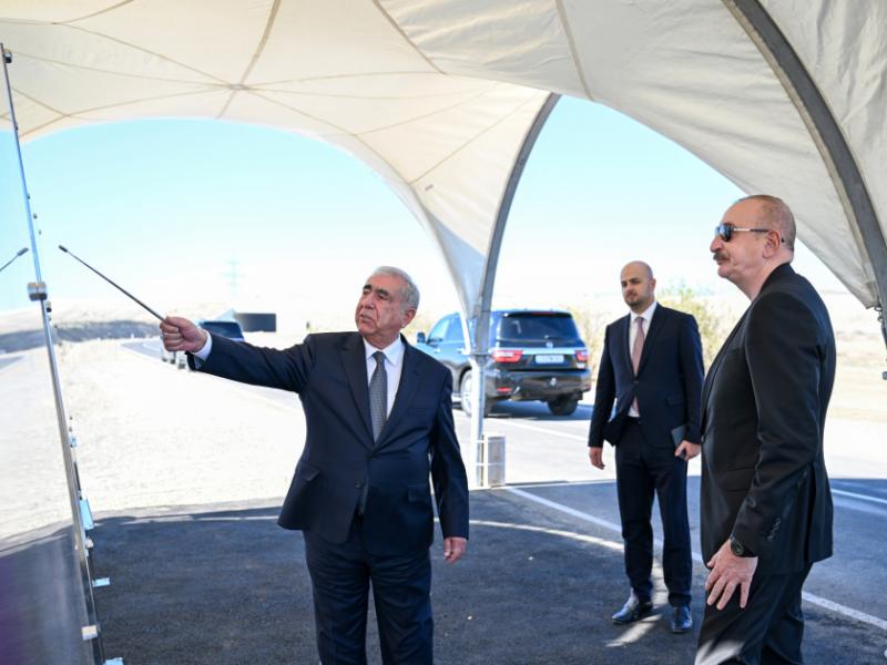 Prezident İlham Əliyev Cəbrayıl rayonunda “Şəfəq” Günəş Elektrik Stansiyasına gedən avtomobil yolunun açılışında iştirak edib