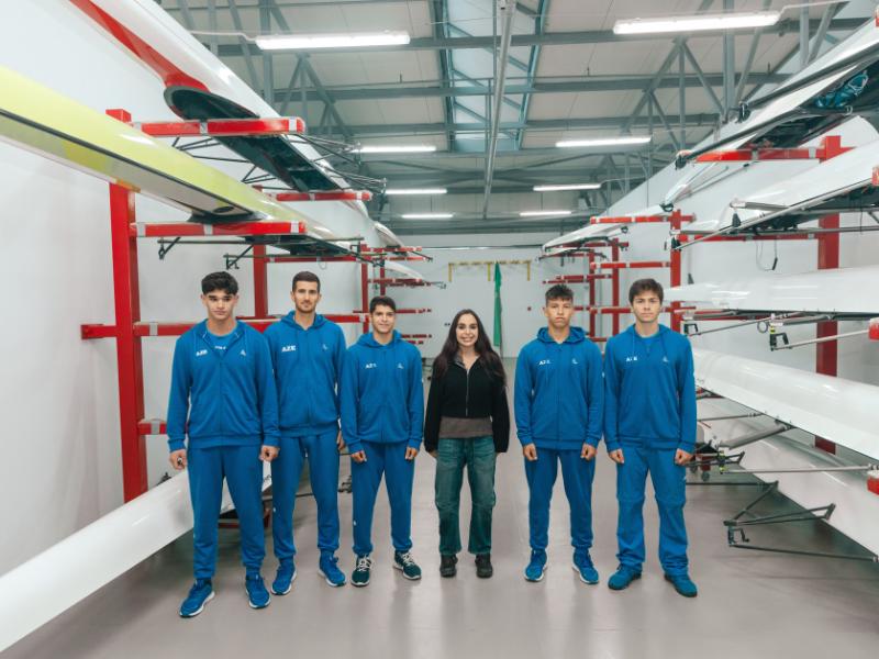 Leyla Aliyeva met with athletes at rowing base in Mingachevir