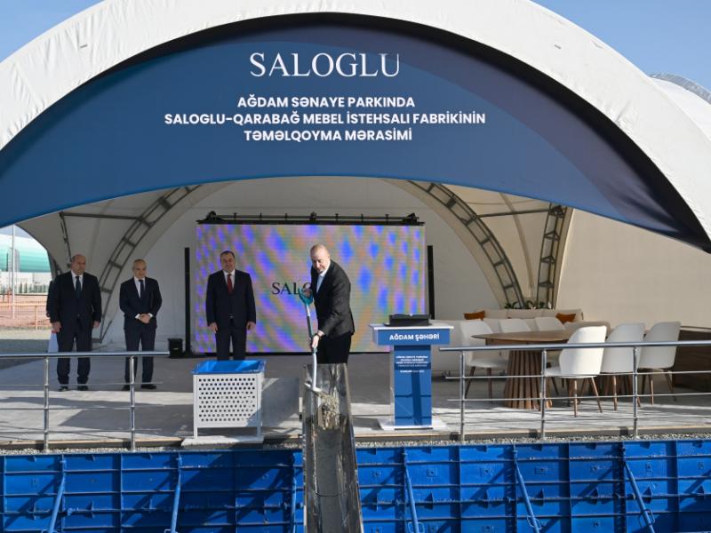 President Ilham Aliyev laid foundation stone for production facility of Saloglu Garabagh LLC in Aghdam Industrial Park