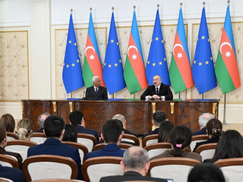 Prezident İlham Əliyev və Avropa İttifaqı Şurasının Prezidenti mətbuata bəyanatlarla çıxış ediblər