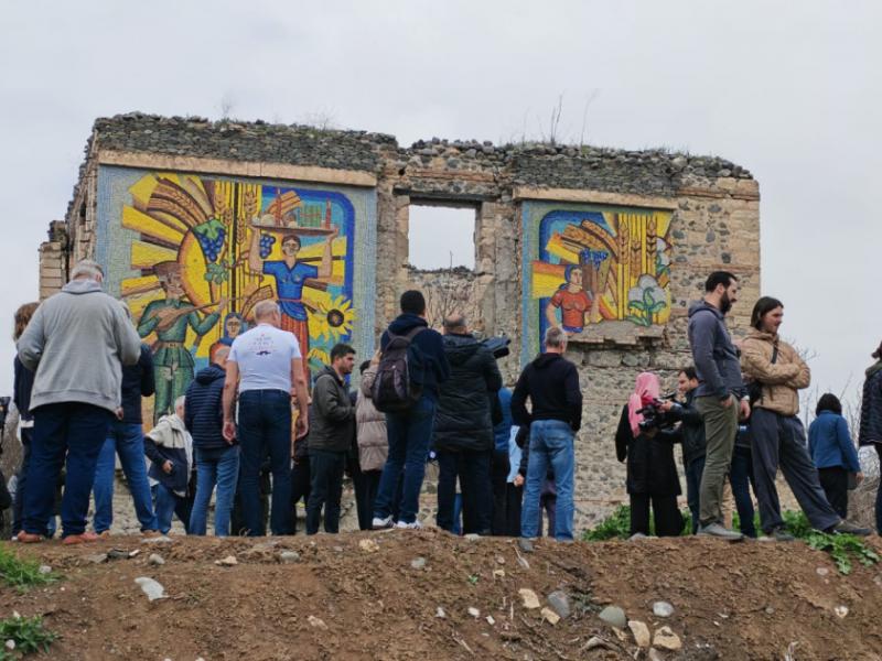 International travelers visit the city of Aghdam