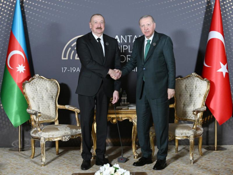 Azerbaijani President Ilham Aliyev met with Turkish President Recep Tayyip Erdoğan in Antalya