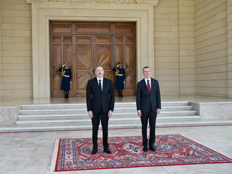 Latviya Prezidentinin rəsmi qarşılanma mərasimi olub