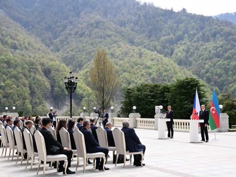 President Ilham Aliyev and Czech Prime Minister Andrej Babiš delivered press statements