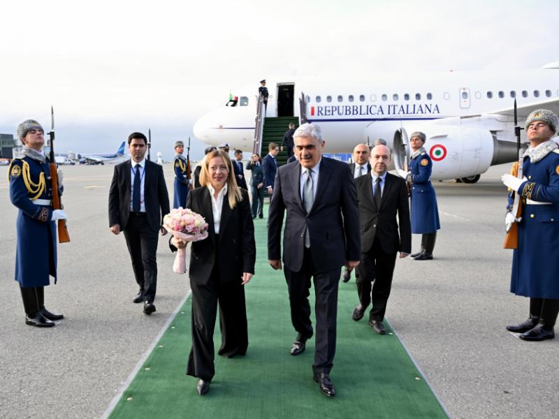 President of Council of Ministers of Italy Giorgia Meloni arrives in Azerbaijan