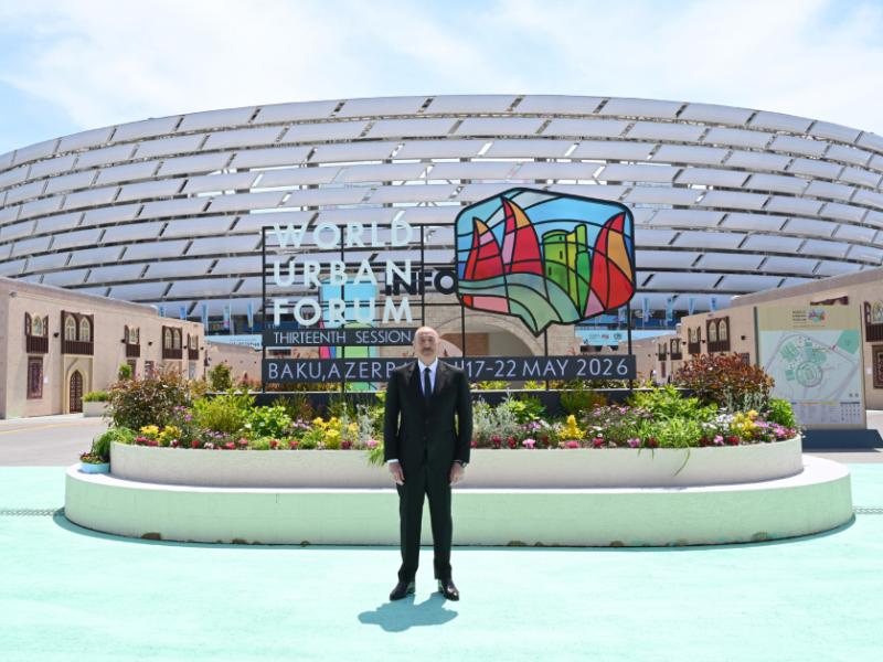 Prezident İlham Əliyev Bakı Olimpiya Stadionunun ərazisində WUF13 ilə bağlı görülən işlərlə tanış olub