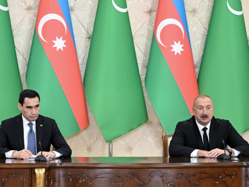 Presidents of Azerbaijan and Turkmenistan delivered press statements