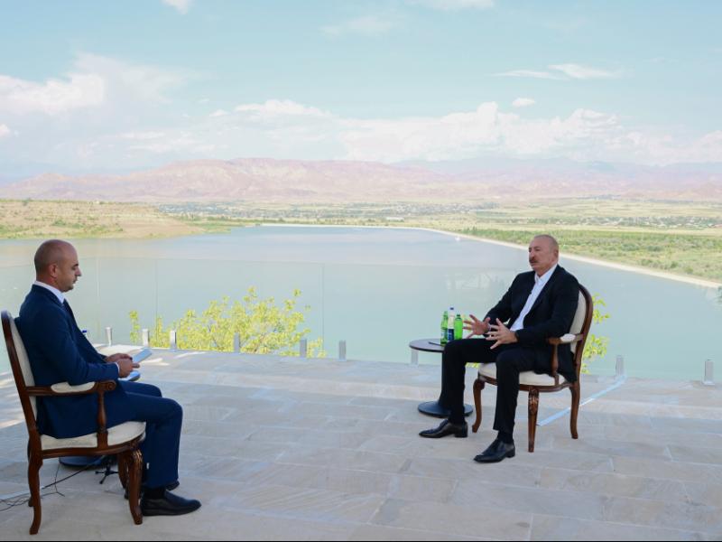 President Ilham Aliyev was interviewed by Azerbaijan Television in Nakhchivan